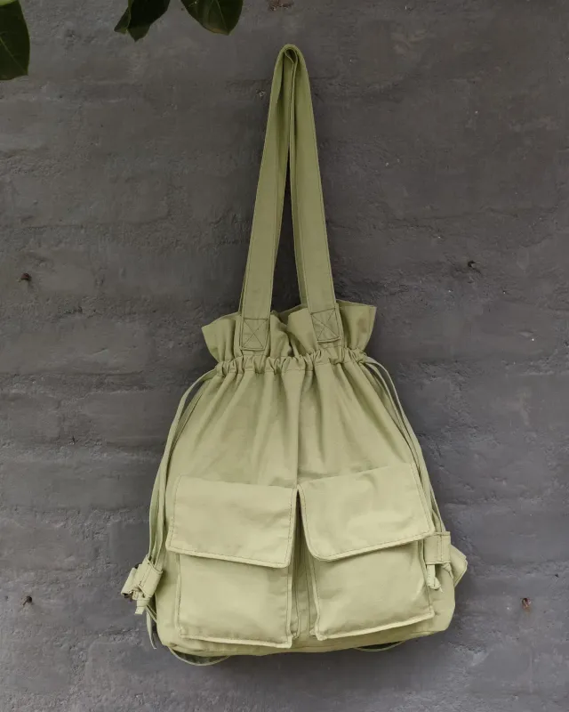 The Burlap People Backpack Tote sekk mintgrønn jute