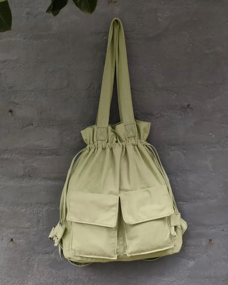 The Burlap People Backpack Tote sekk mintgrønn jute