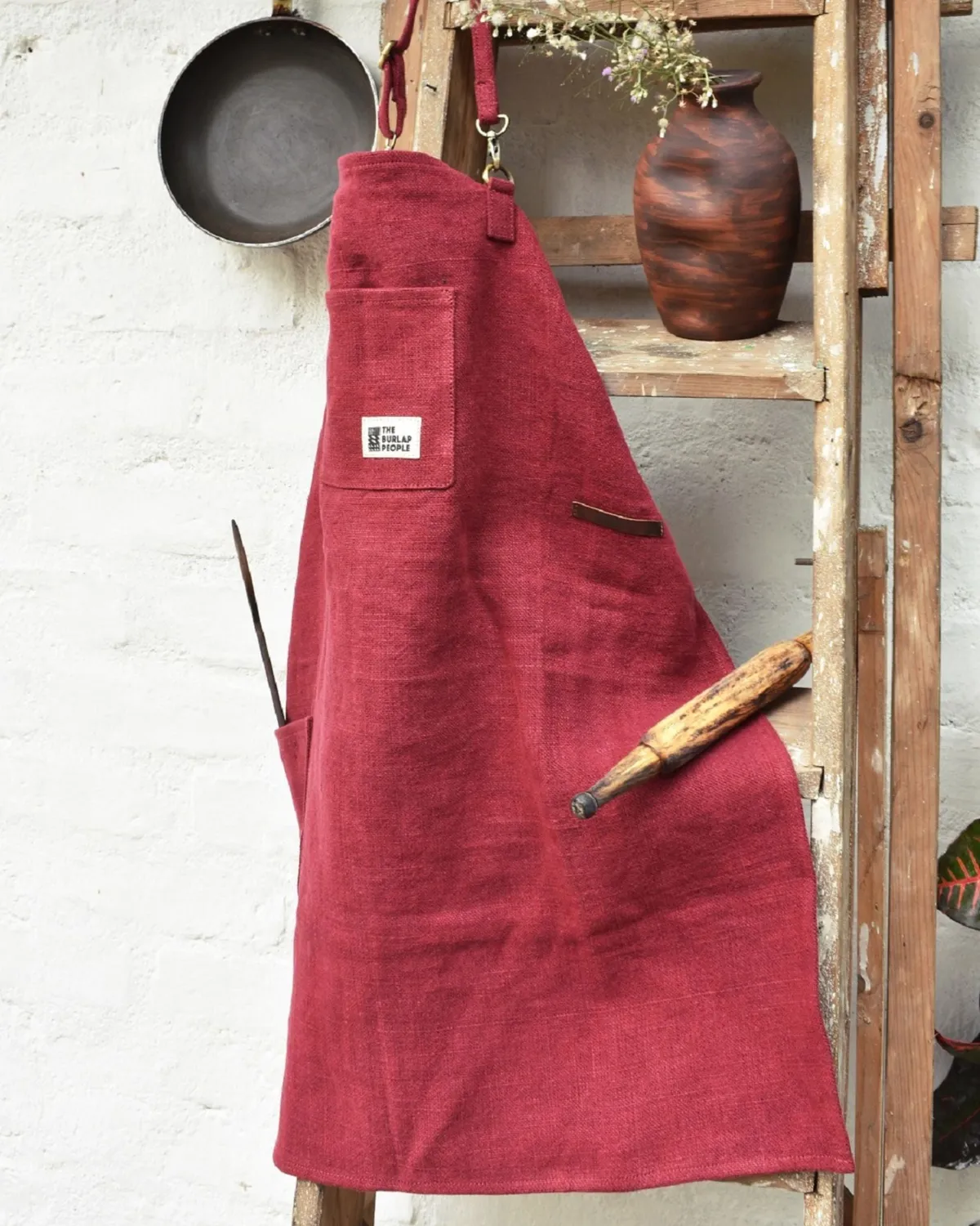 The Burlap People Apron forkle svart kraftig
