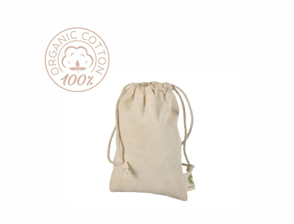 Handlenett Orgpouch bomullspose økologisk snøring 25x30 cm