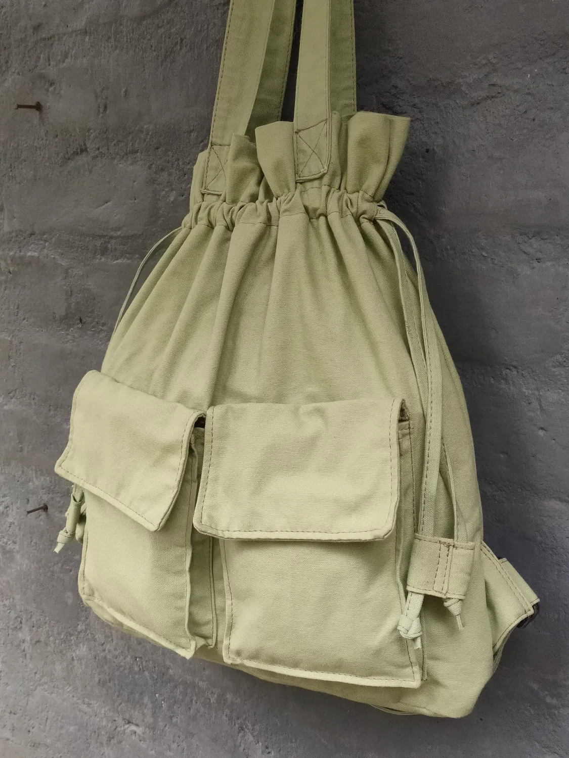 The Burlap People Backpack Tote sekk mintgrønn jute