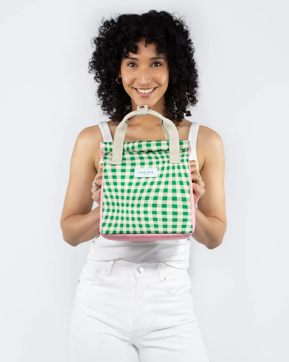 Kind Bag Distorted Gingham Green lunsjbag vanntett