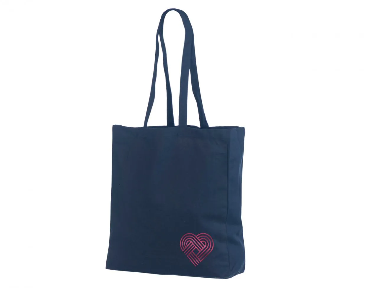 Handlenett CotNavy 38x10x42 mørkeblå bred bunn bomull