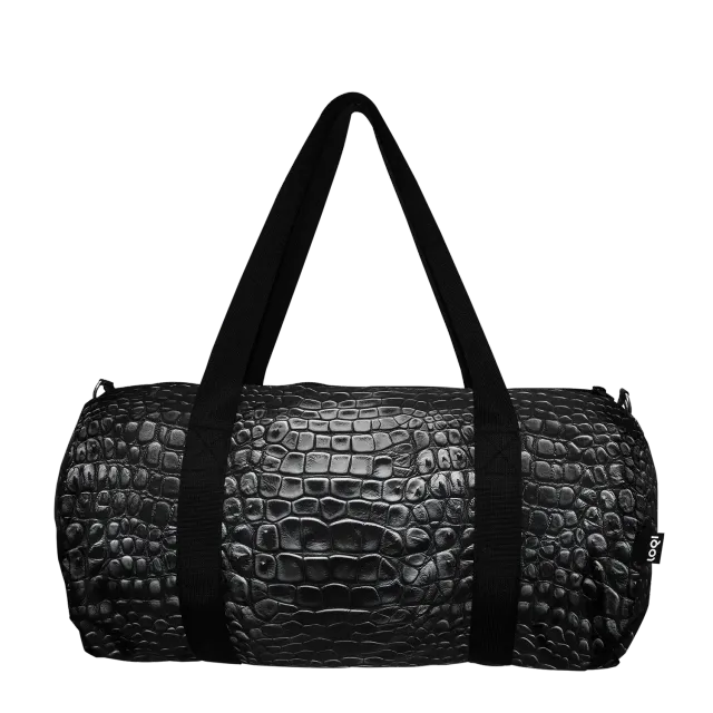 LOQI Crocodile Black Large weekendbag svart resirkulert