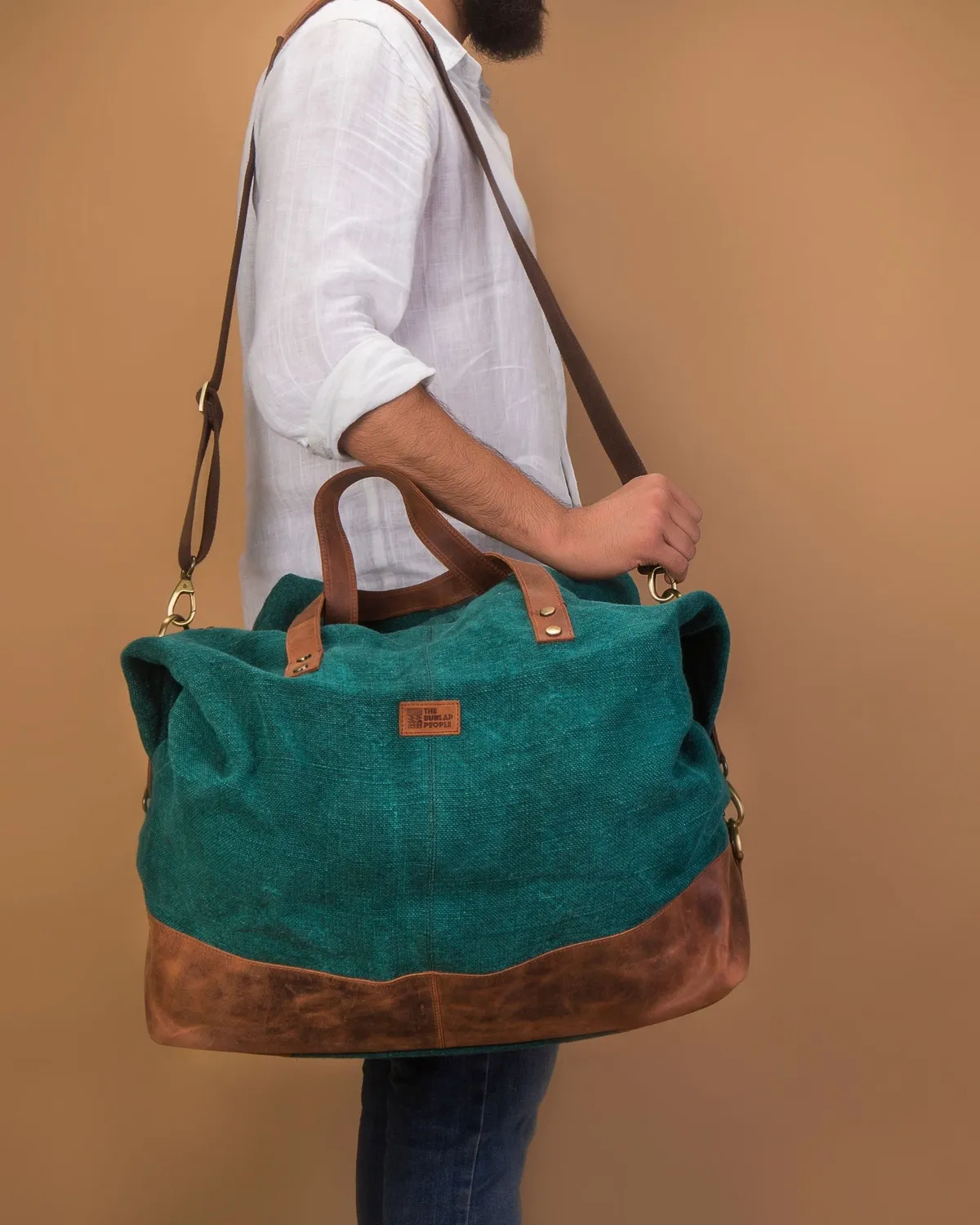 The Burlap People Weekender helgeveske navy skinnbunn