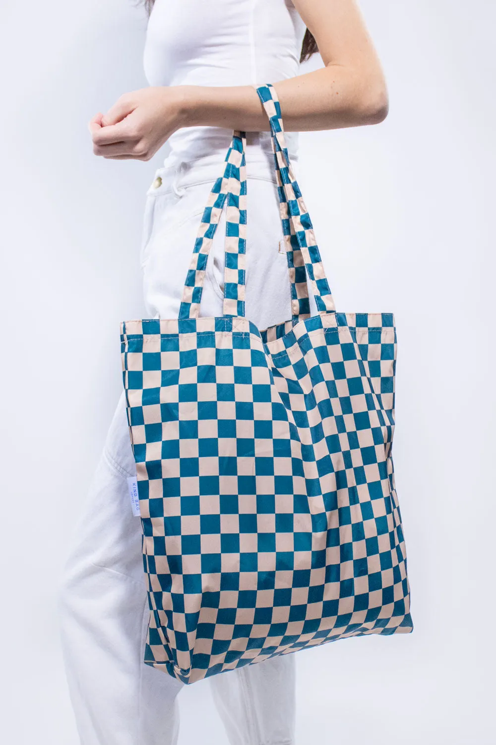 Kind Bag Checkerboard Teal toteveske 16" laptop