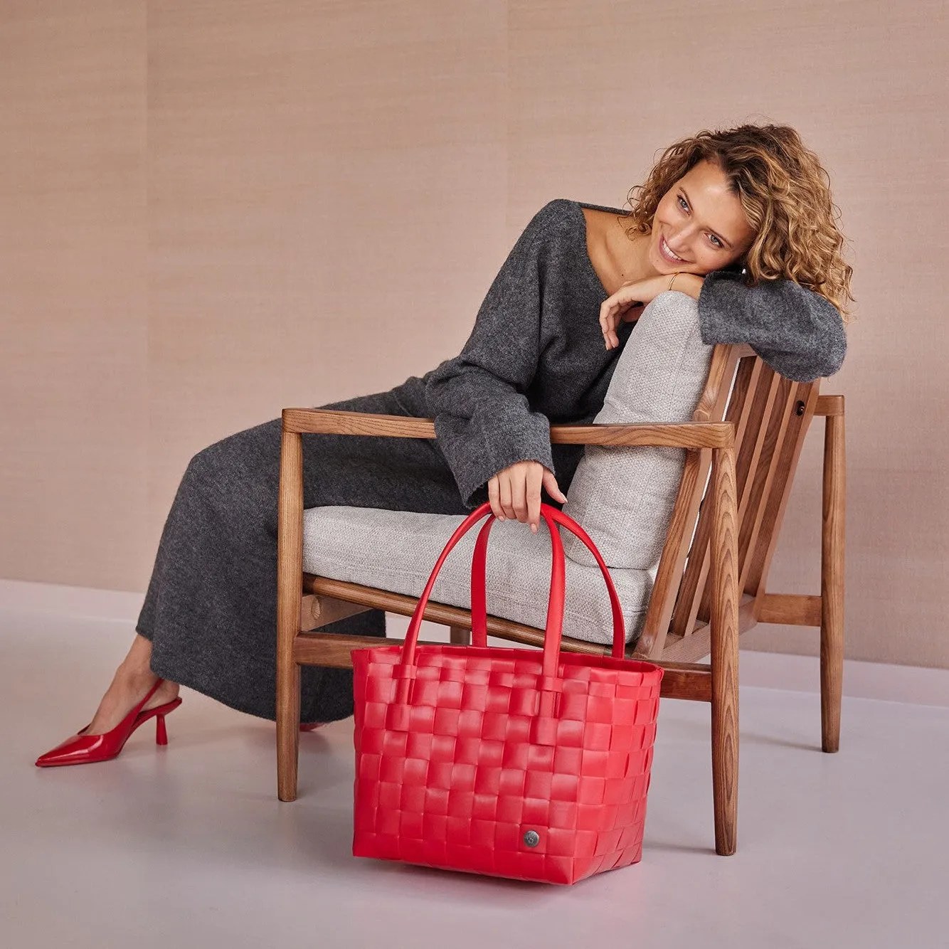 Handed By Color Match shopper bringebærrosa stor