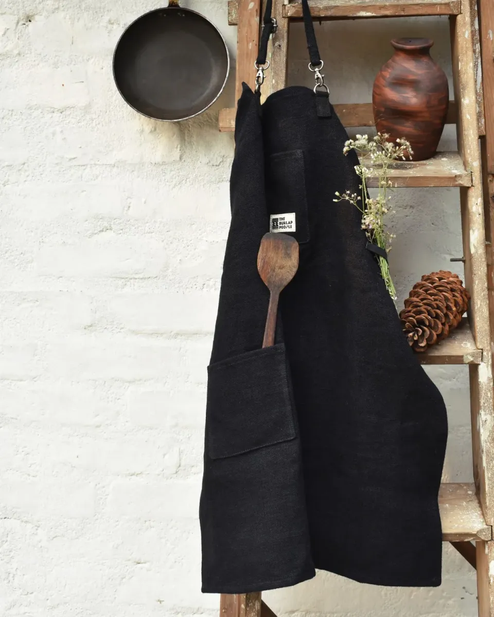 The Burlap People Apron forkle svart kraftig