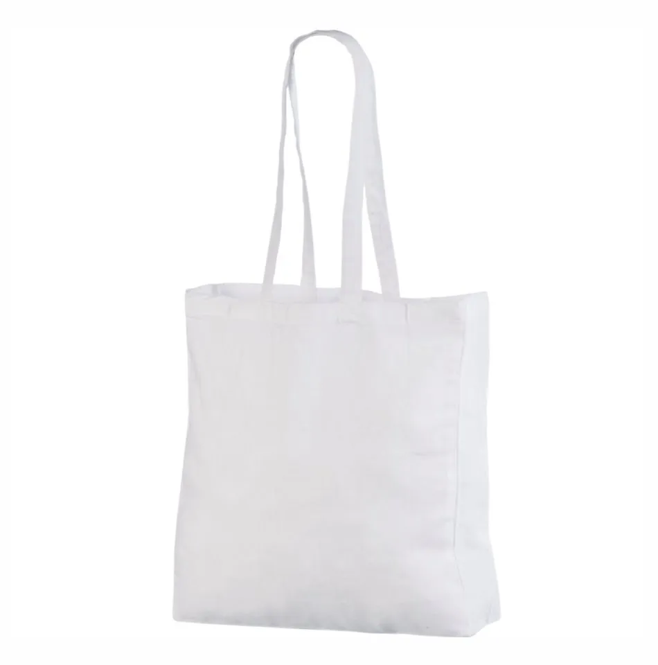 Handlenett CotWhite38x10x42 handlenett hvit bred bunn bomull