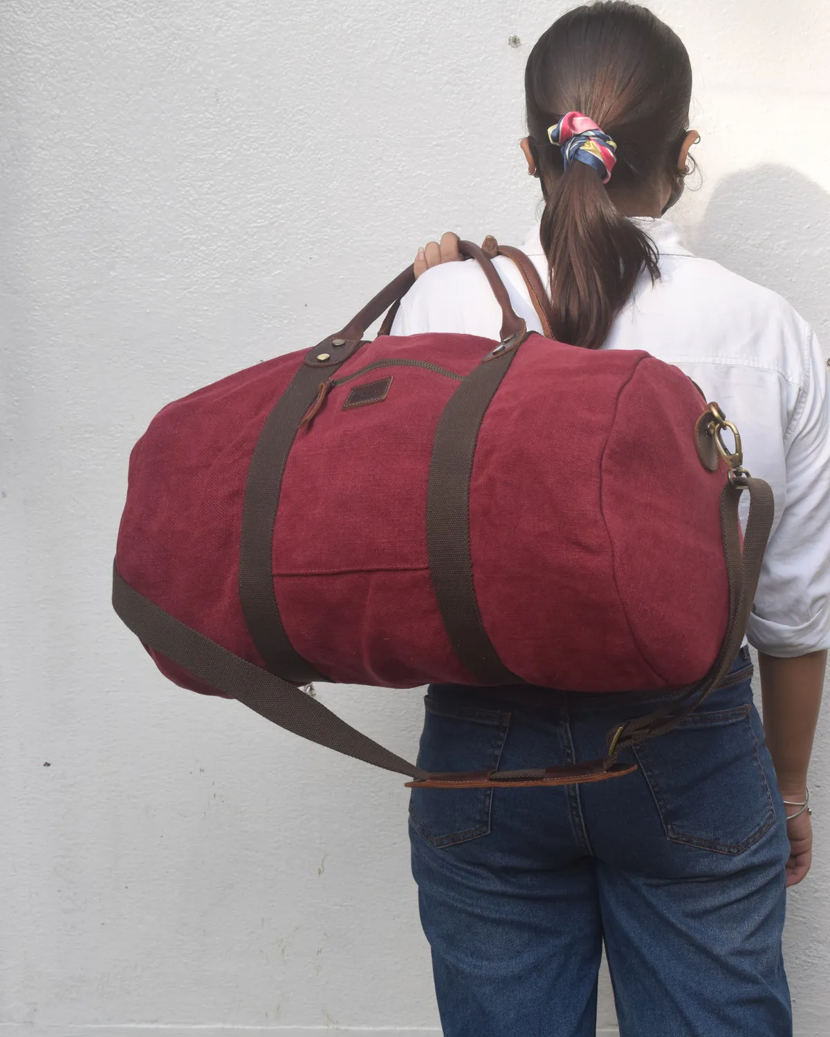 The Burlap People Original Duffel duffelbag mørk vin strie