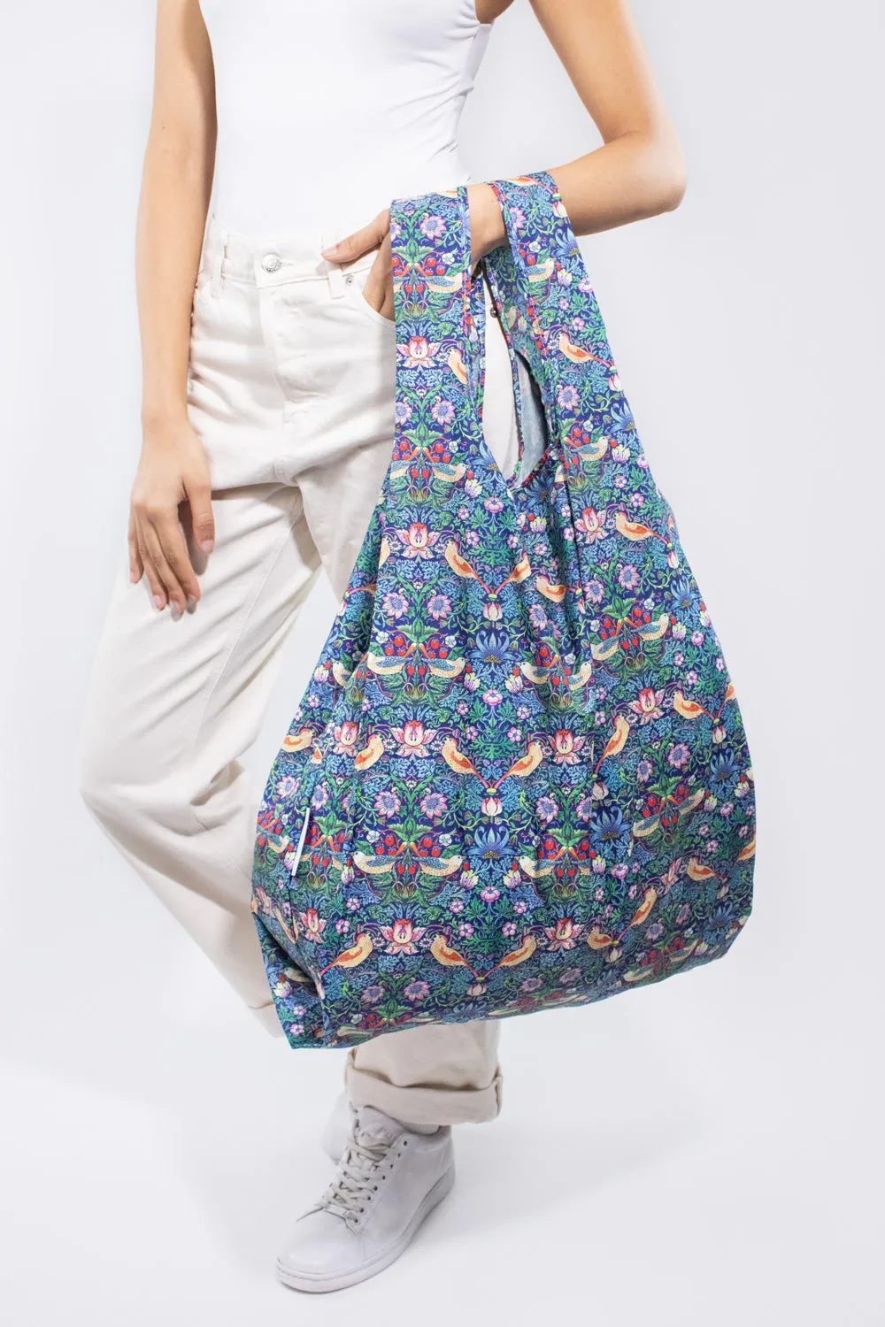 Kind Bag William Morris Strawberry Thief handlenett XL grønn
