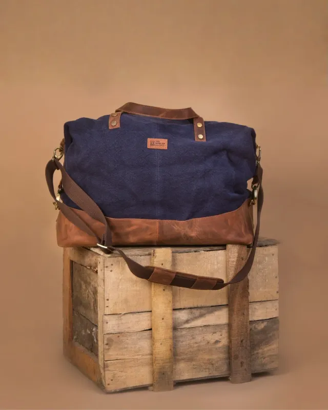 The Burlap People Weekender helgeveske navy skinnbunn