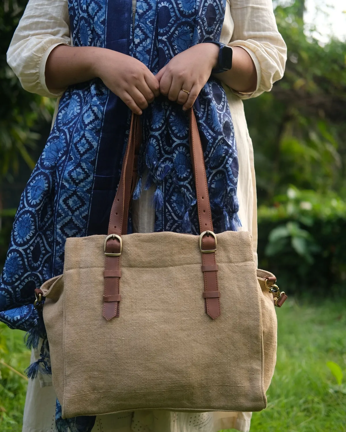 The Burlap People Boyfriend Bag skulderveske flaskegrønn myk