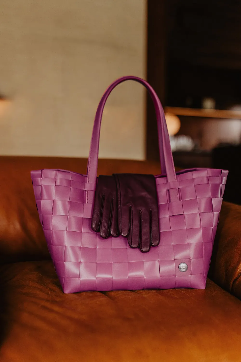 Handed By Color Match shopper bringebærrosa stor
