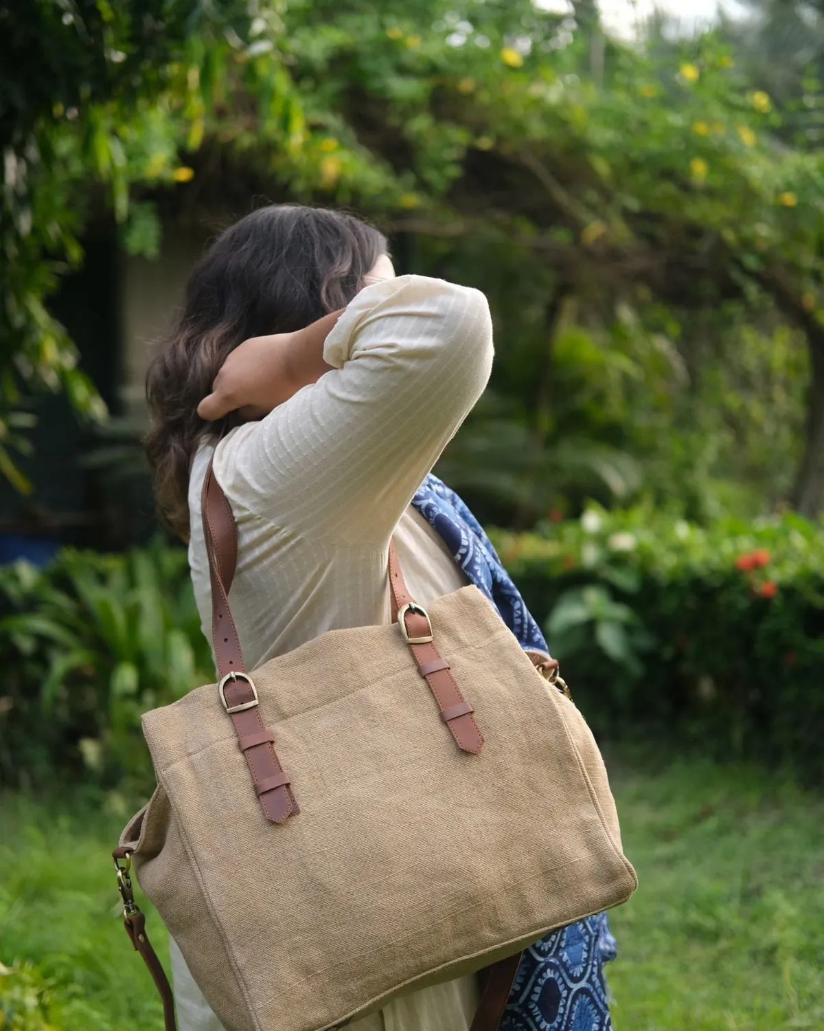 The Burlap People Boyfriend Bag skulderveske flaskegrønn myk