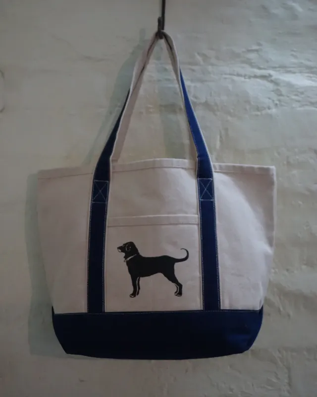 The Burlap People Tote Bag handlenett hvit blå