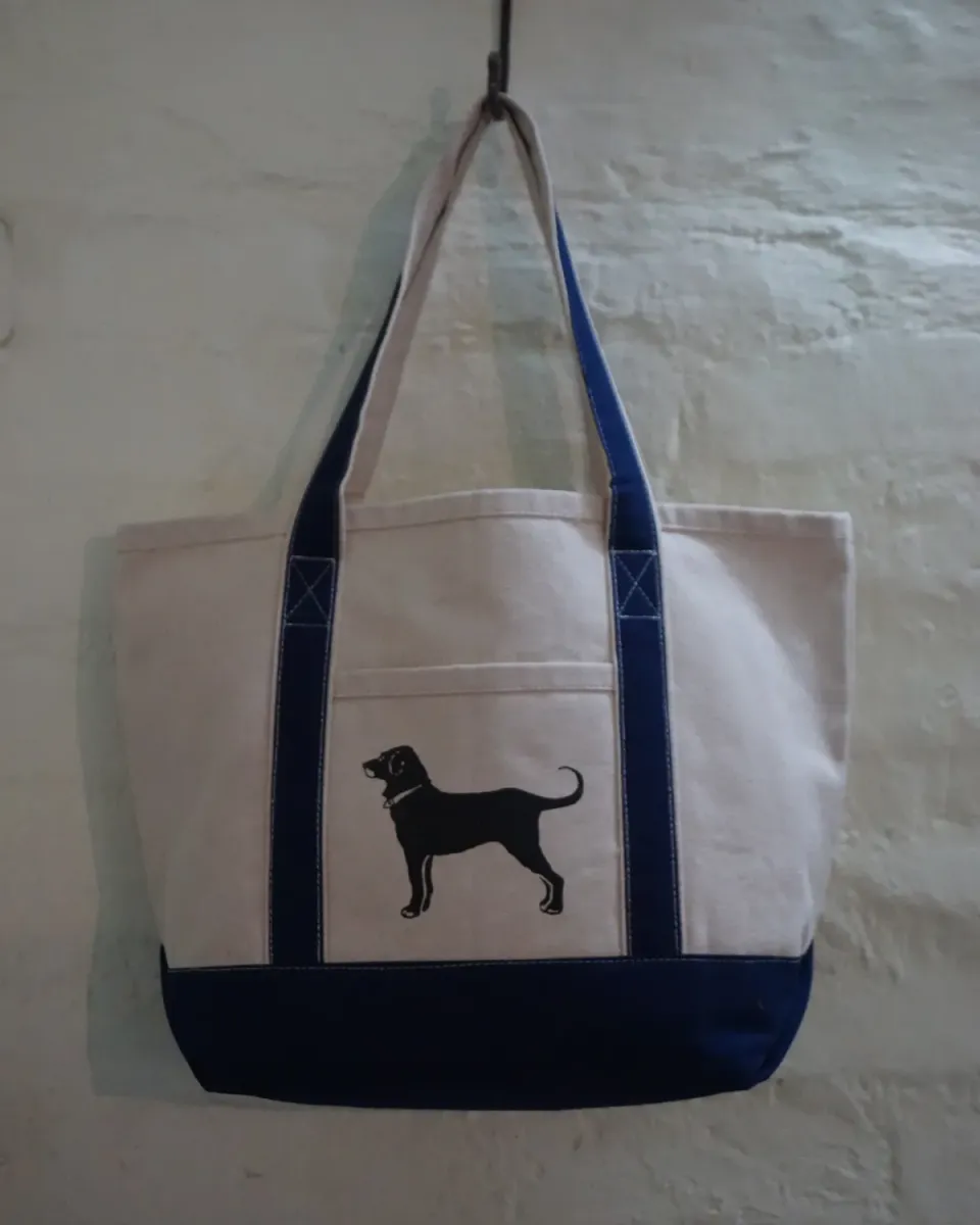 The Burlap People Tote Bag handlenett hvit blå