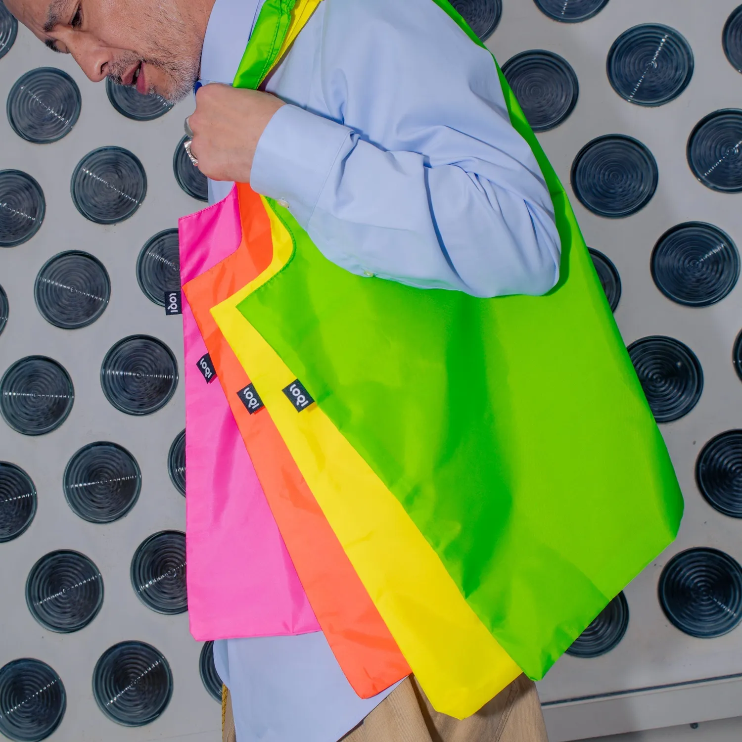 LOQI Neon Green handlenett neongrønn resirkulert