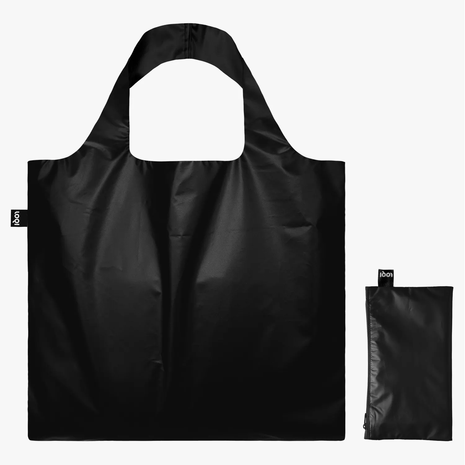 LOQI Metallic Black handlenett svart med glidelåslomme