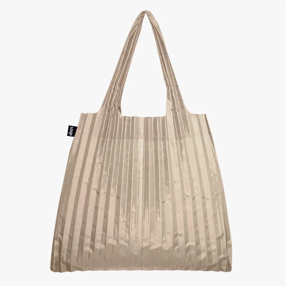 LOQI Pleated Mocha handlenett plissert brun