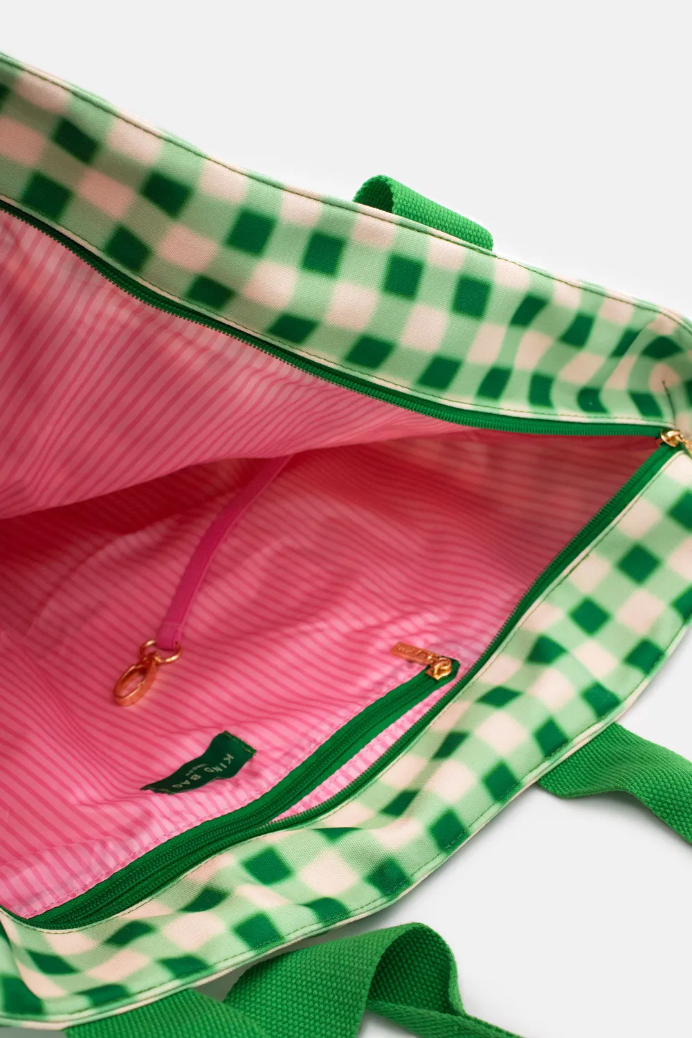 Kind Bag Blurred Plaid Green tote stor 32 liter