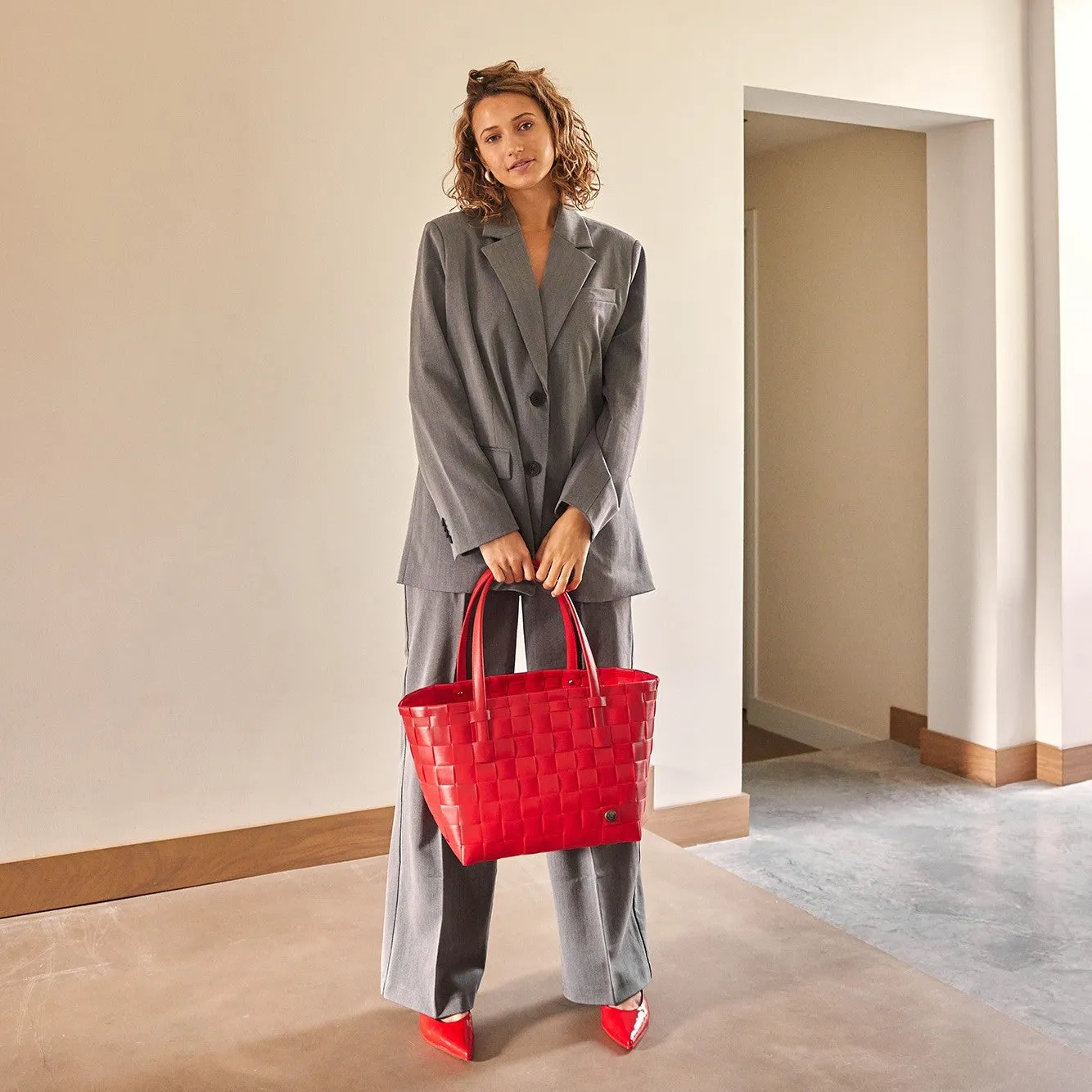 Handed By Color Match shopper bringebærrosa stor