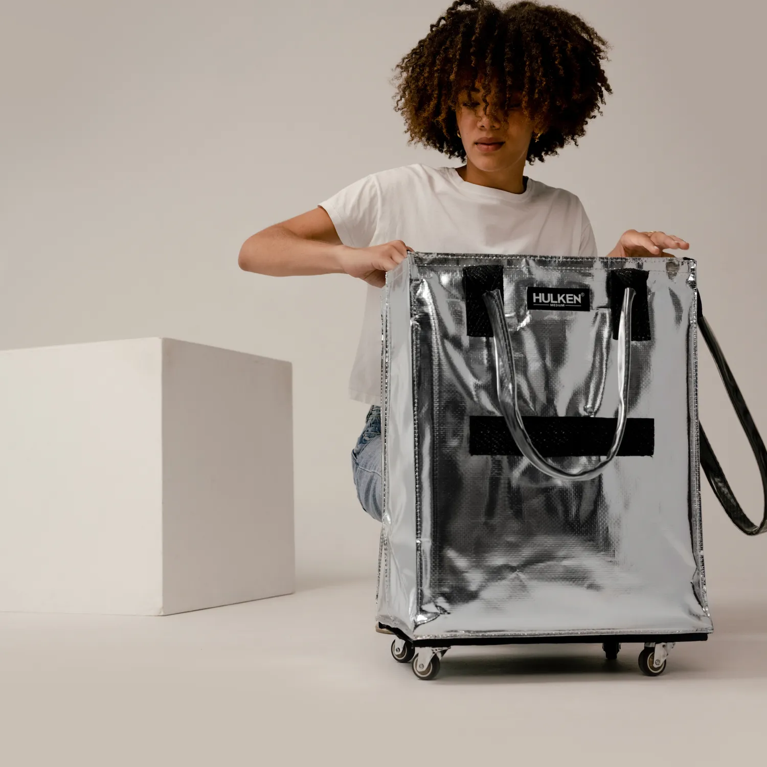 Hulken Silver toteveske på hjul sammenleggbar