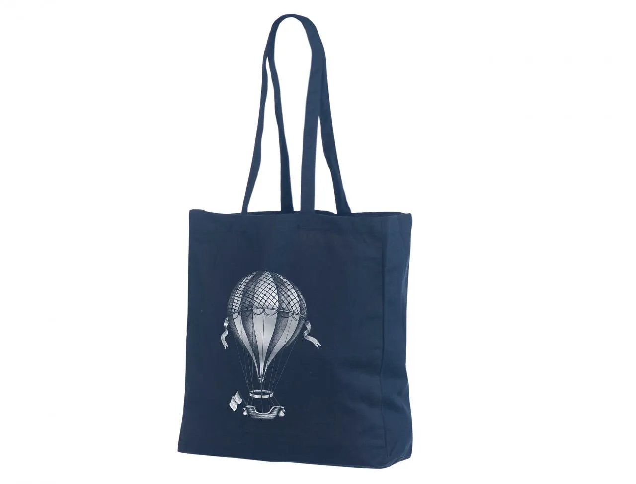 Handlenett CotNavy 38x10x42 mørkeblå bred bunn bomull