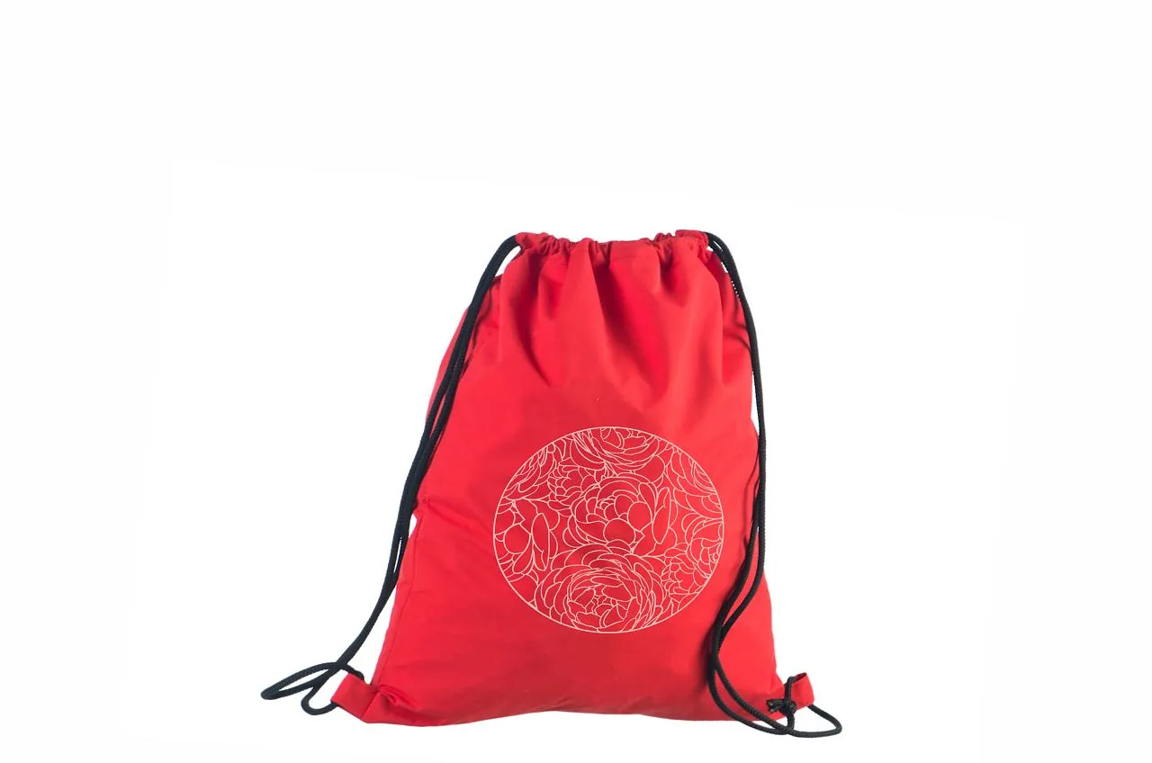 Handlenett Nylred_draw_uk ryggsekk rød 35×45 cm vannavstøtende