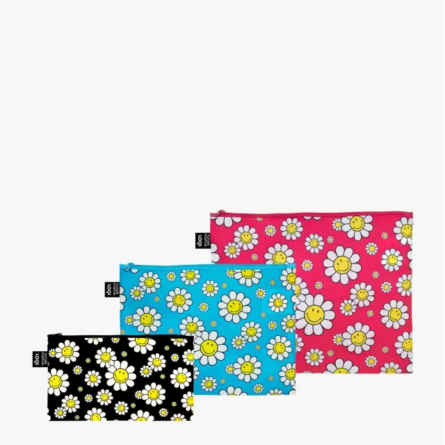 LOQI Smiley Flowers zipposer resirkulert sett
