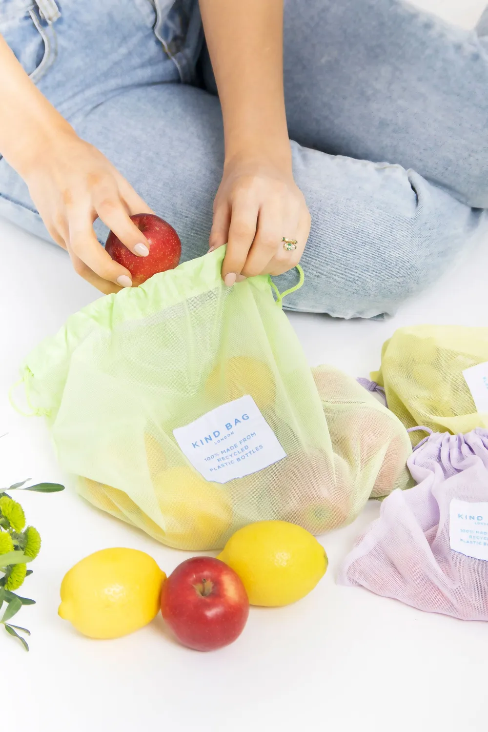 Kind Bag Mesh Bags nettposer 3-pakning gjenbrukbar