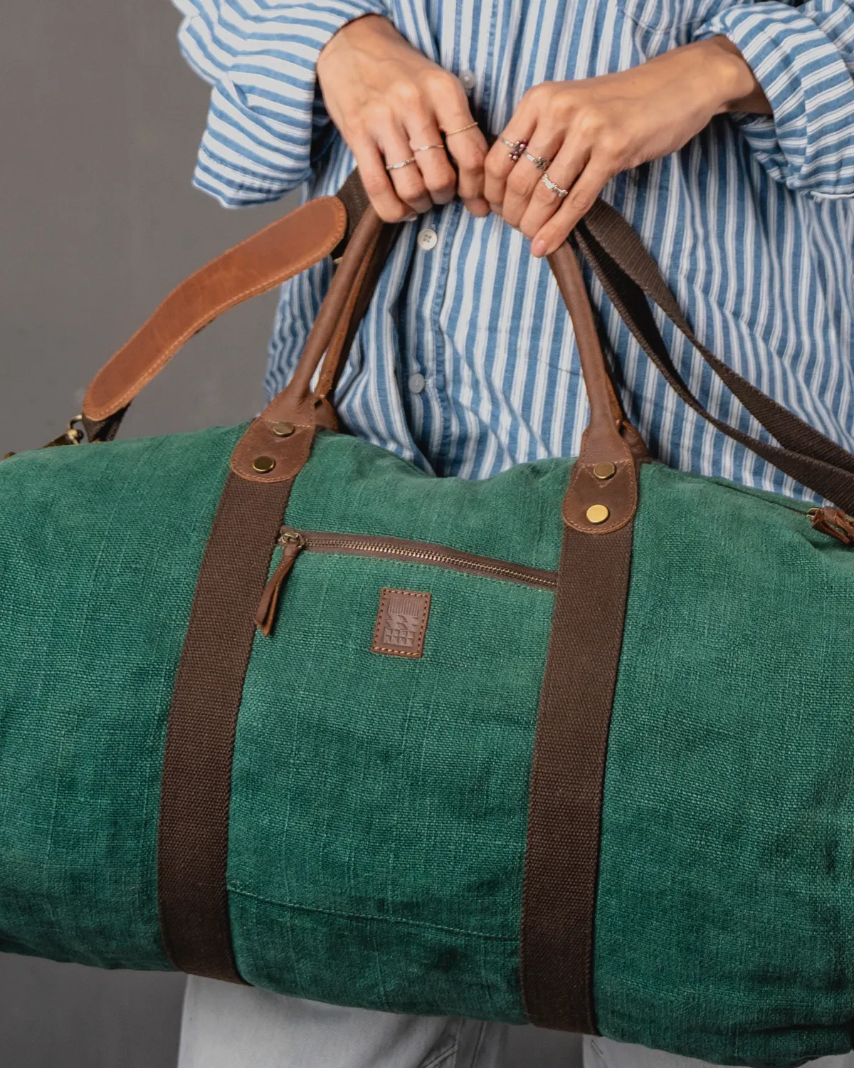 The Burlap People Original Duffel duffelbag mørk vin strie