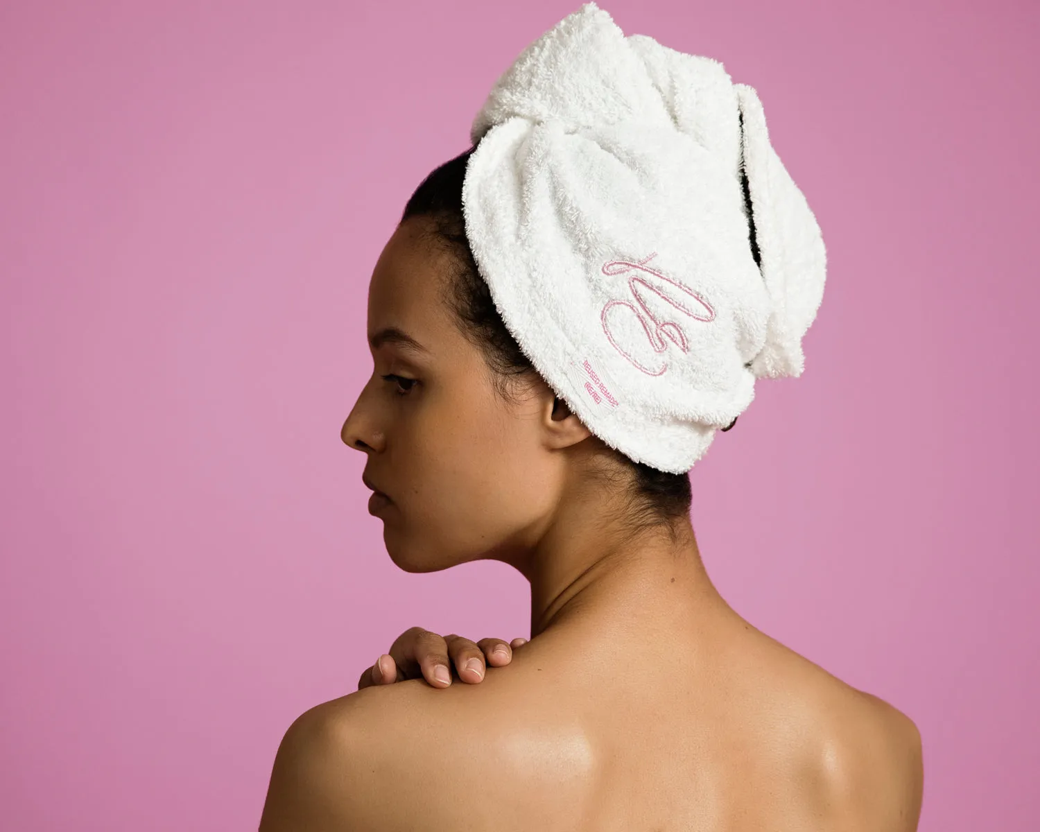 Reused Remade Hair Turban hårturban hvit frotté