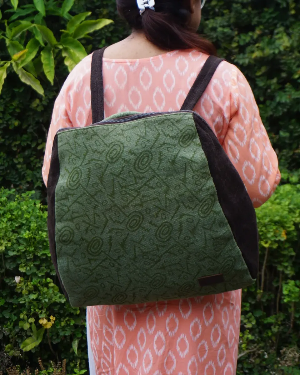 The Burlap People ryggsekk Green Abstract Print utgave