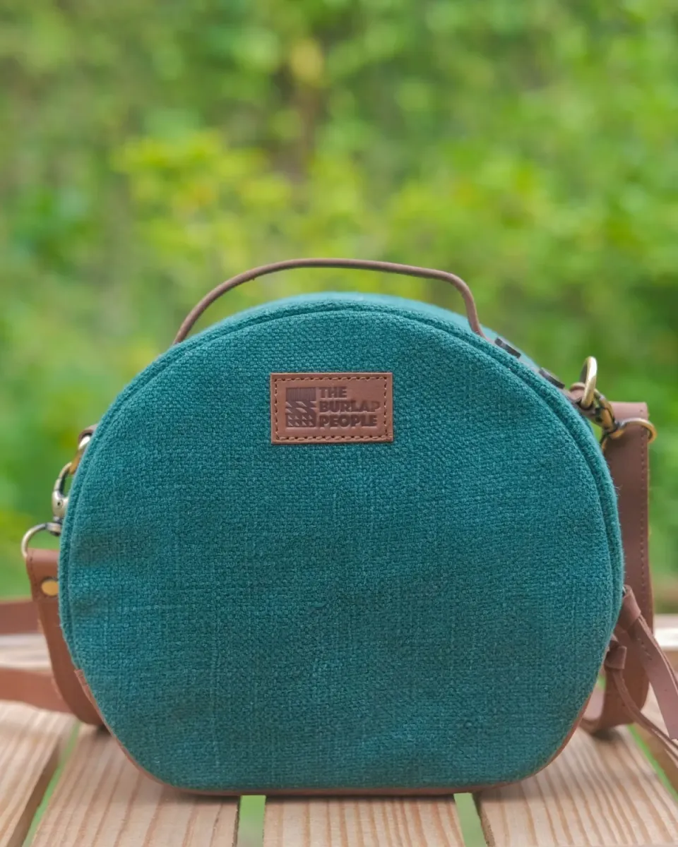 The Burlap People Minx skulderveske grønn rund