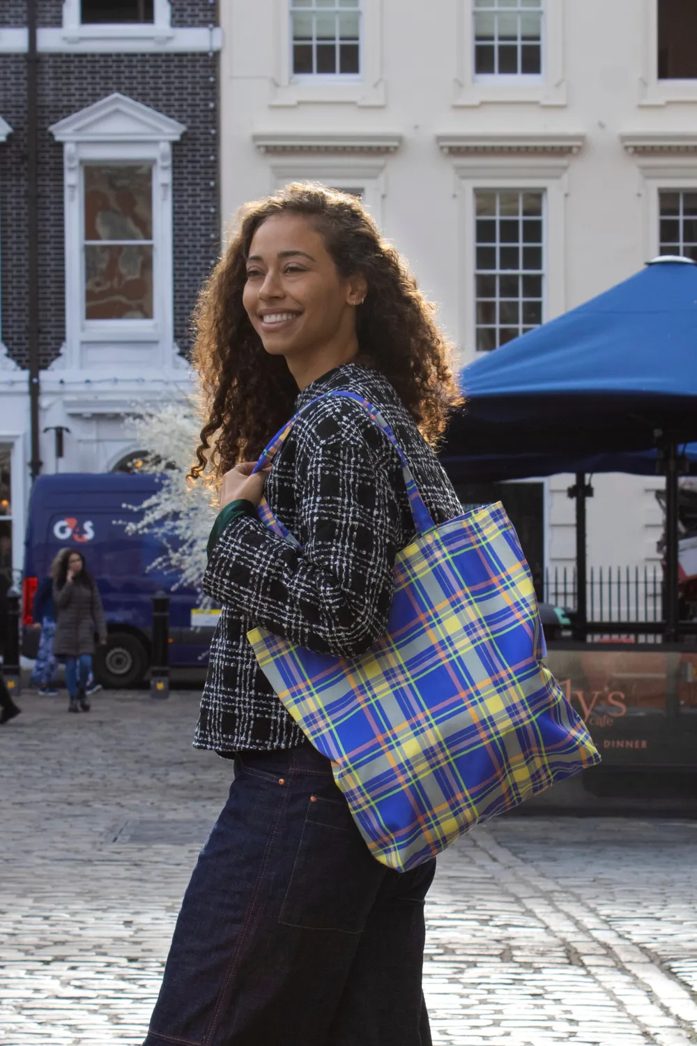 Kind Bag Madras Check tote rutete 16" laptop