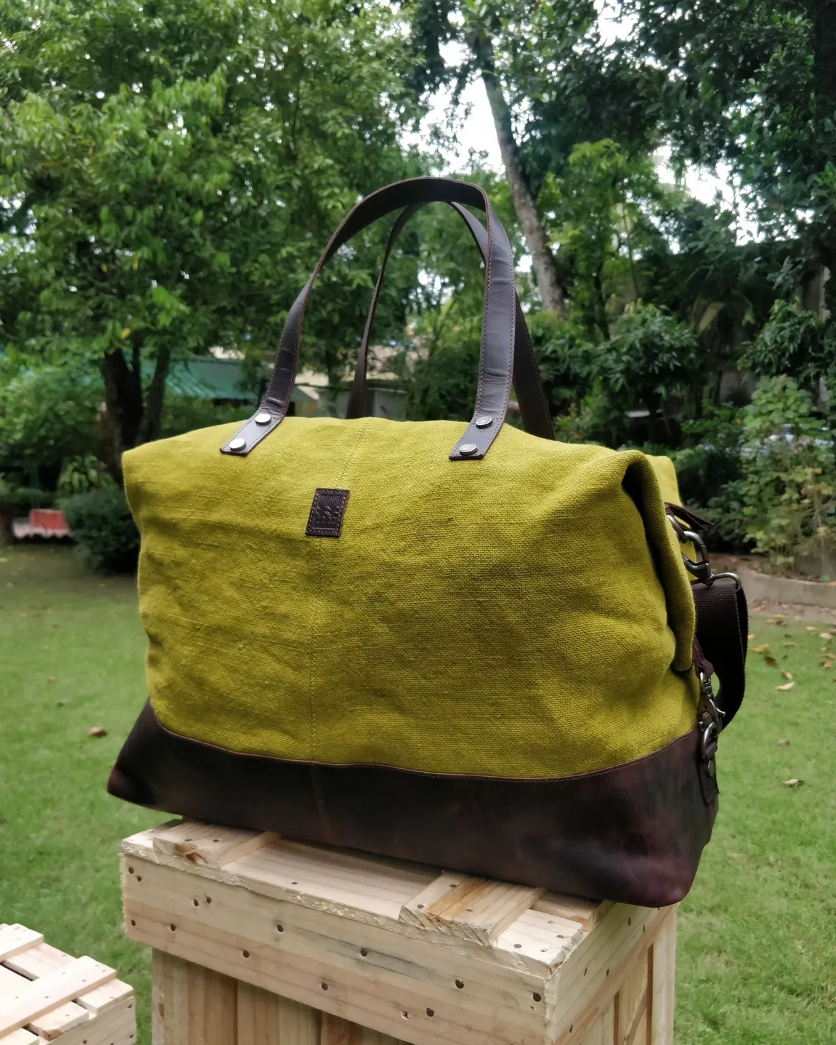 The Burlap People Weekender helgeveske navy skinnbunn
