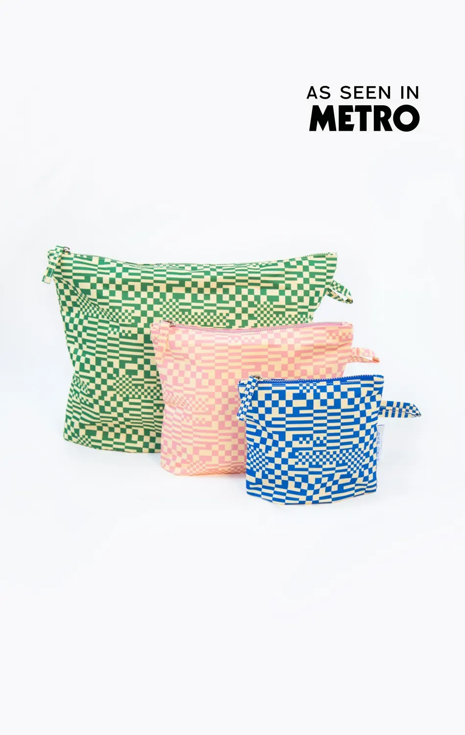 Kind Bag Pouches Trippy Check sminkeveske 3-pk rutet