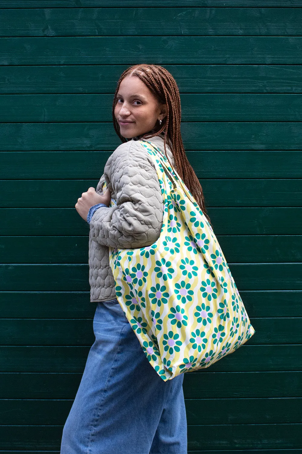Kind Bag Wavy Daisy XL handlenett grønn 25 kg
