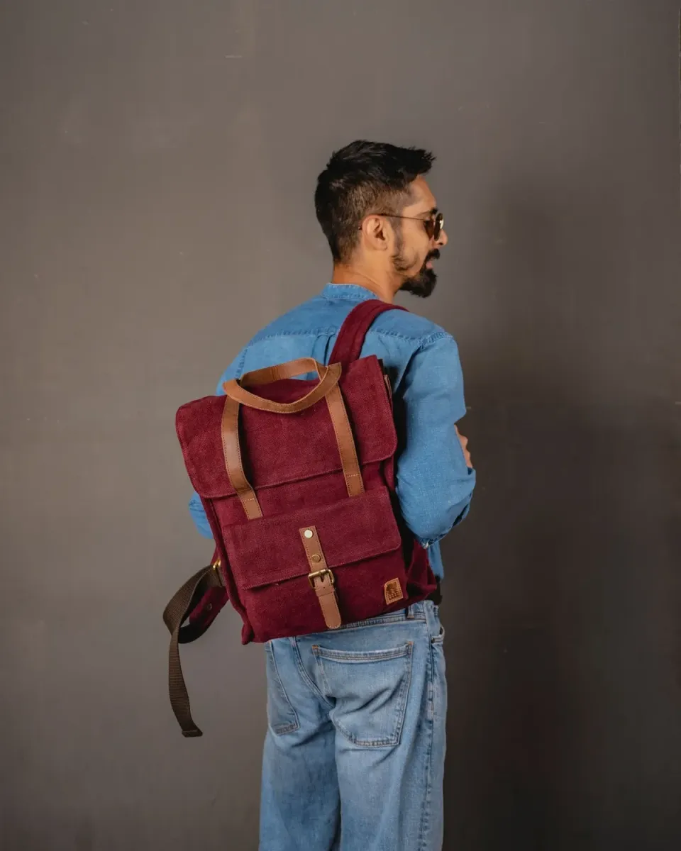 The Burlap People Sidekick ryggsekk dark wine laptop