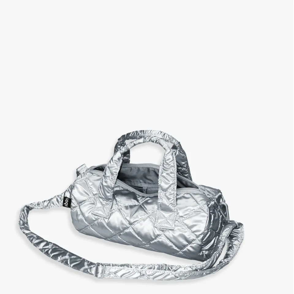 LOQI Metallic Silver Puffy weekendbag medium sølv