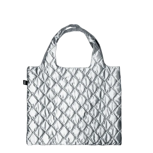 LOQI Metallic Silver puffy veske medium sølv
