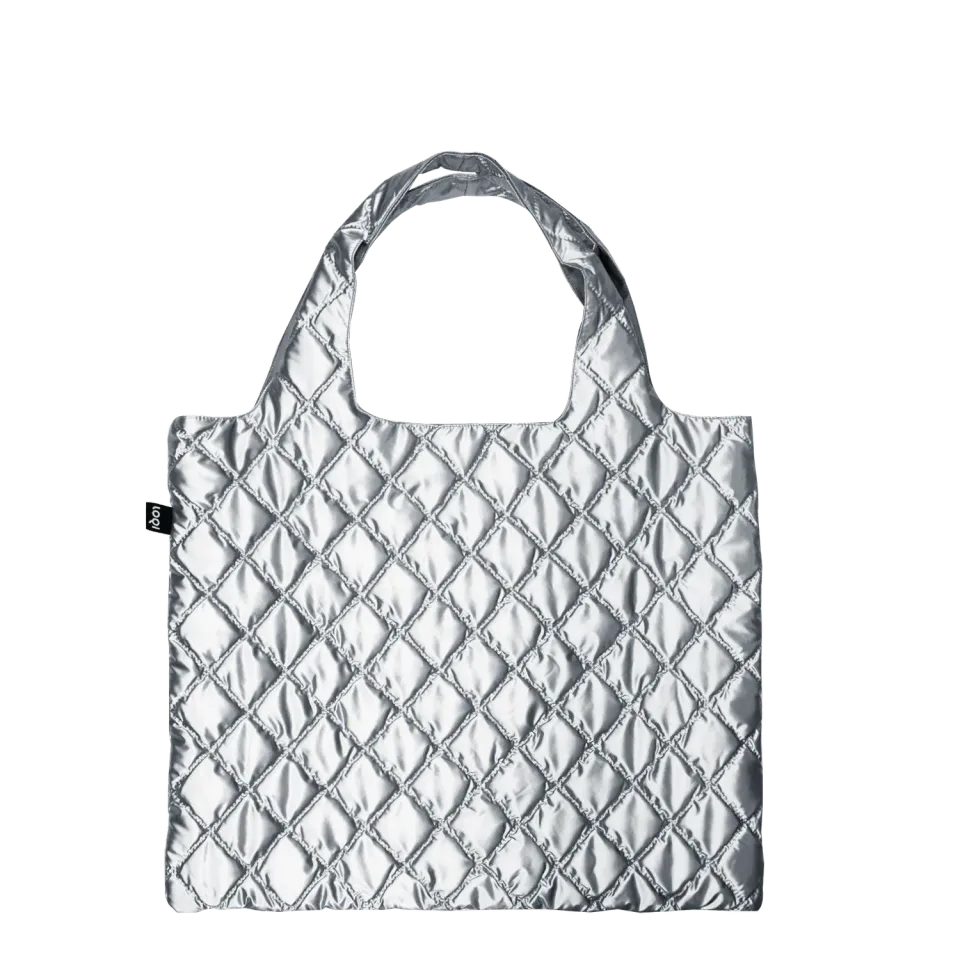 LOQI Metallic Silver puffy veske medium sølv