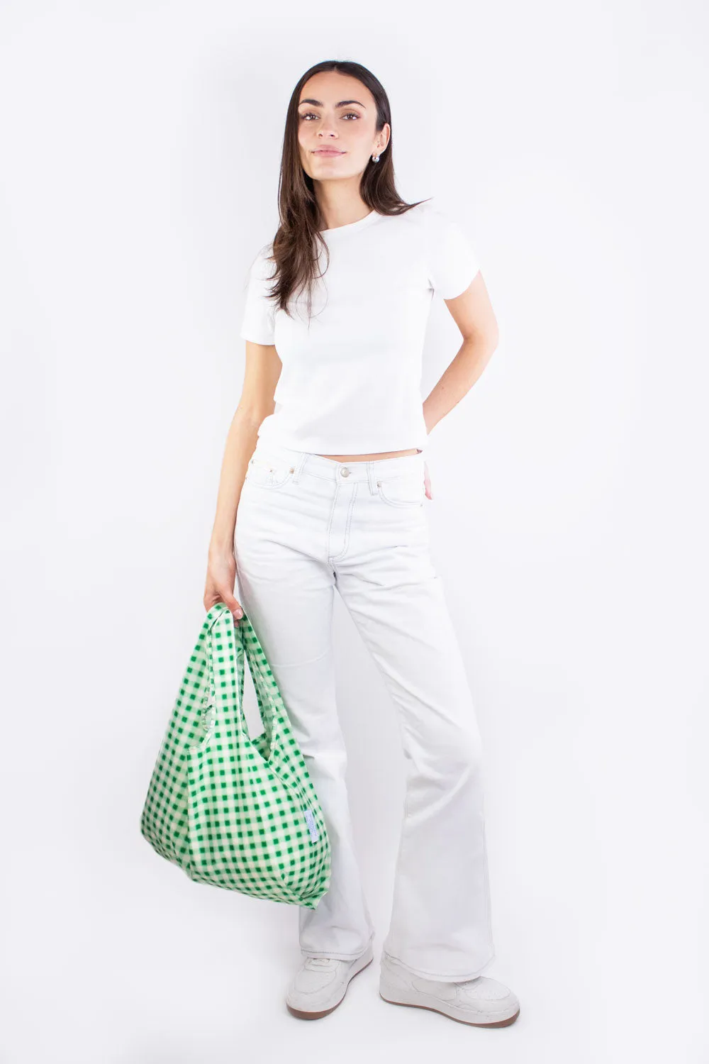 Kind Bag Medium handlenett blurred plaid green bærer 20 kg