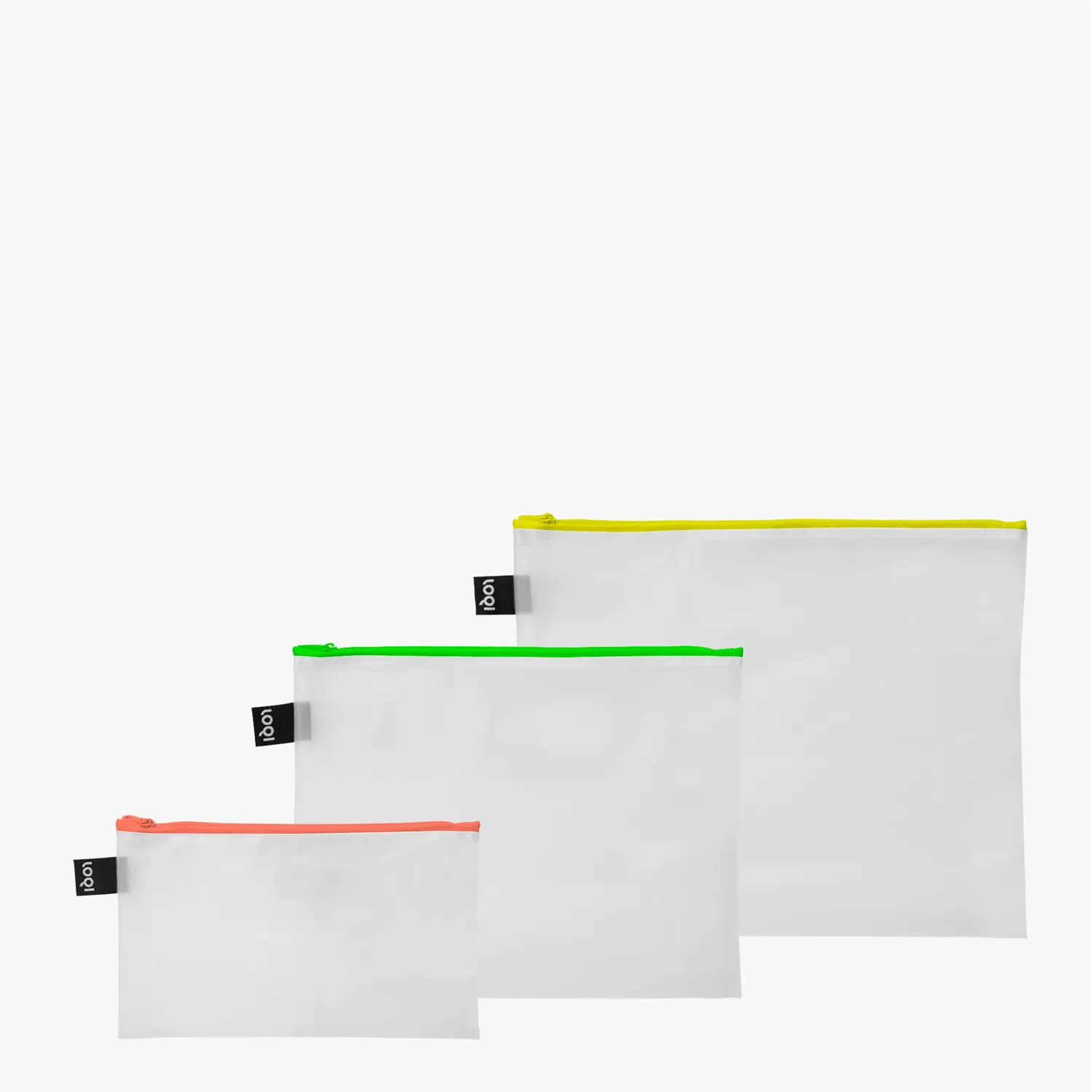 LOQI Transparent Milky Neon glidelåsmapper