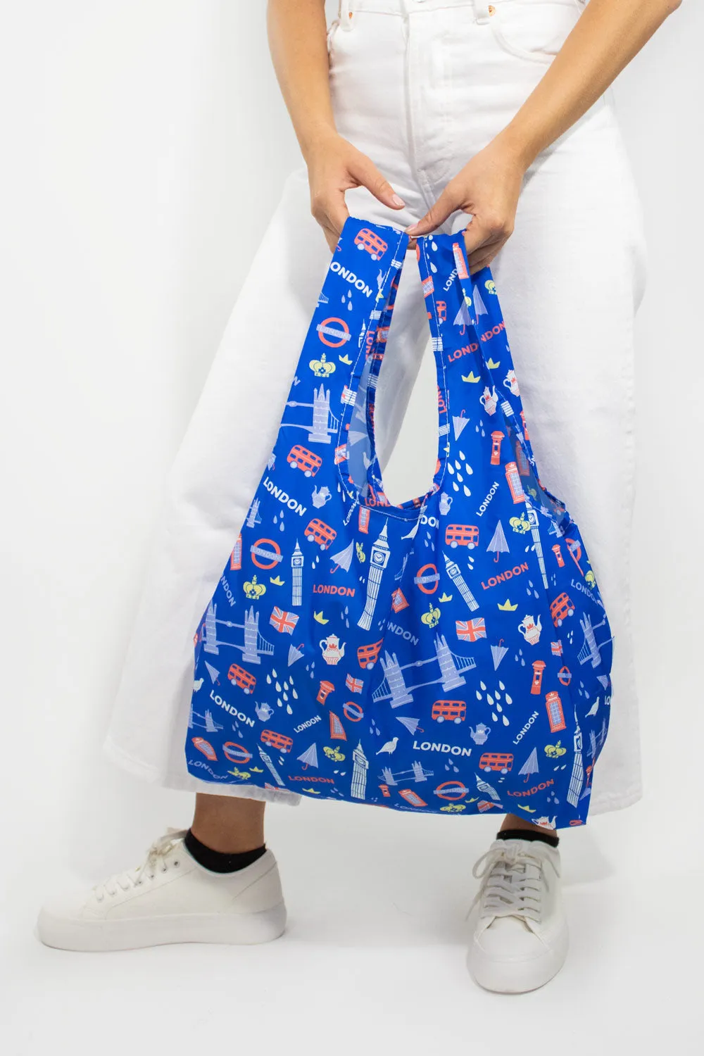 Kind Bag London medium handlenett blå gjenbrukbar 20 kg