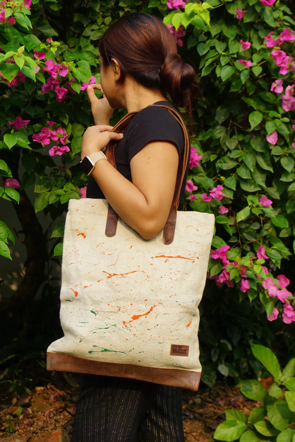 The Burlap People Book Bag toteveske hvit gjenbruk