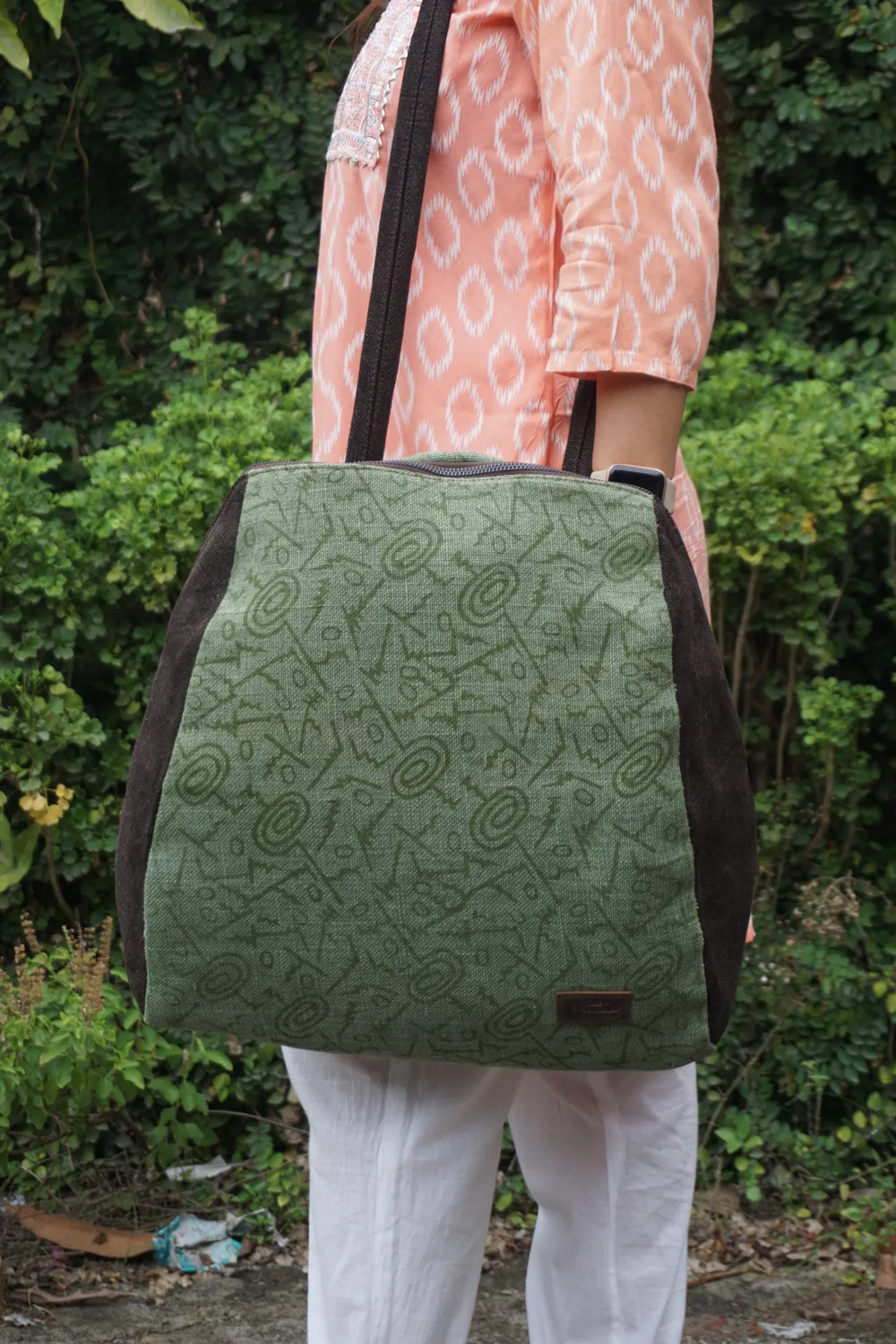 The Burlap People ryggsekk Green Abstract Print utgave