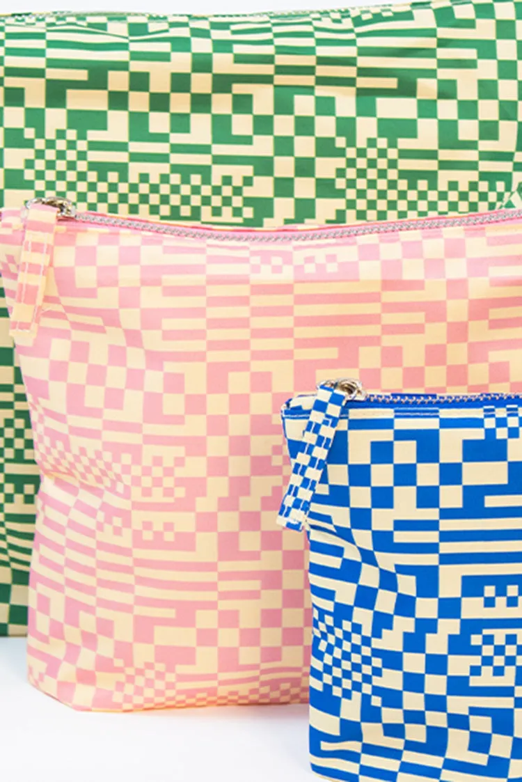 Kind Bag Pouches Trippy Check sminkeveske 3-pk rutet