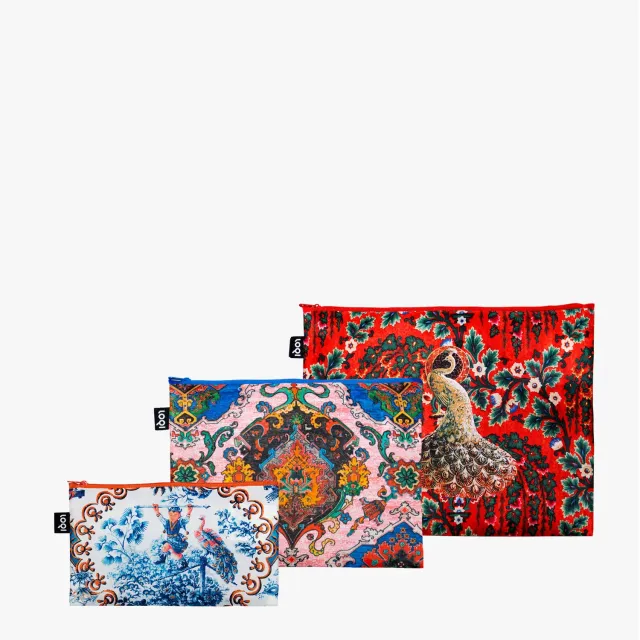 LOQI Decorative Art Peacock zip-mapper resirkulert blå